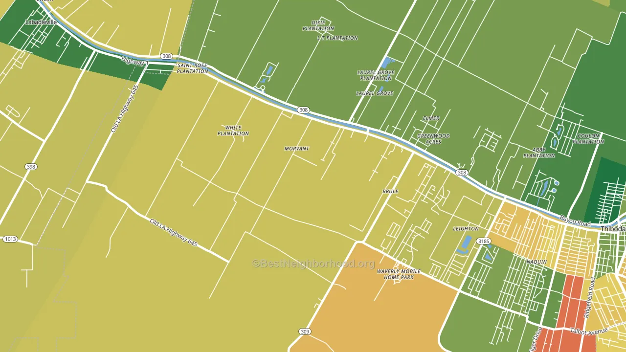 Morvant, LA block-group voter-turnout map