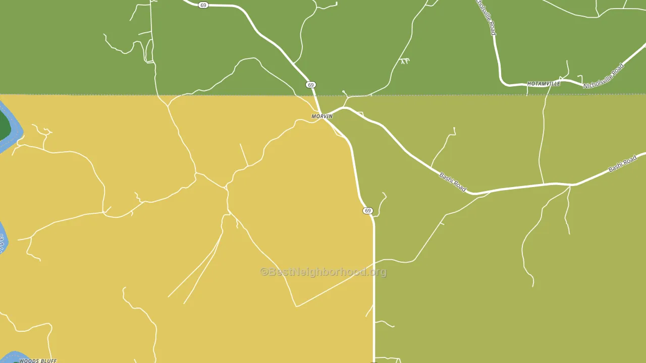 Morvin, AL block-group voter-turnout map