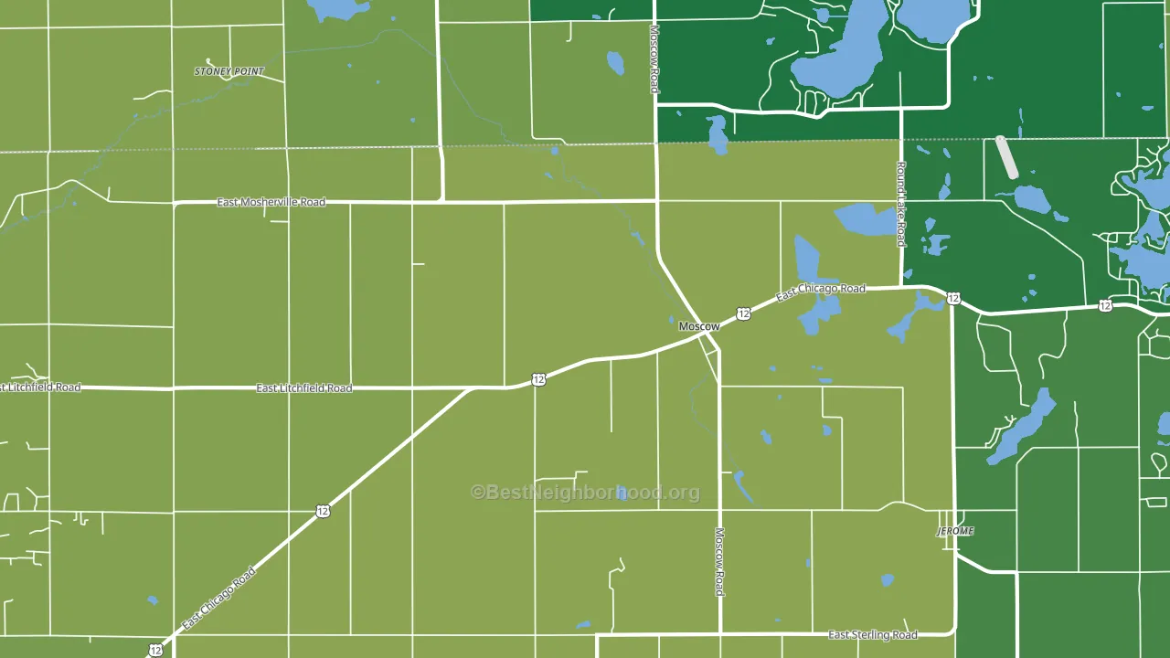 Moscow, MI block-group voter-turnout map