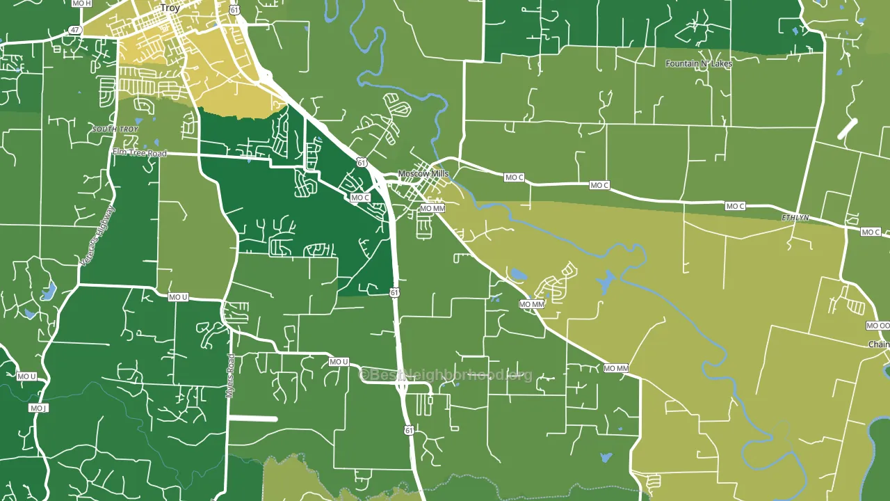 Moscow Mills, MO block-group voter-turnout map