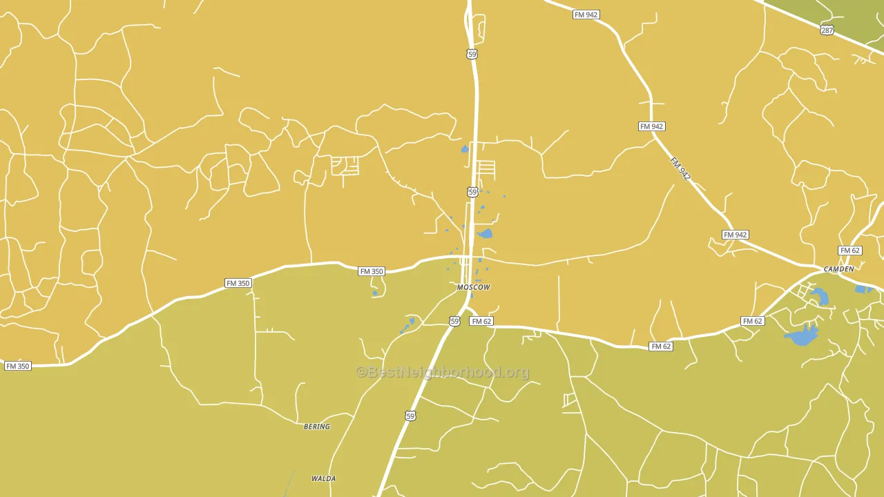 Moscow, TX block-group voter-turnout map