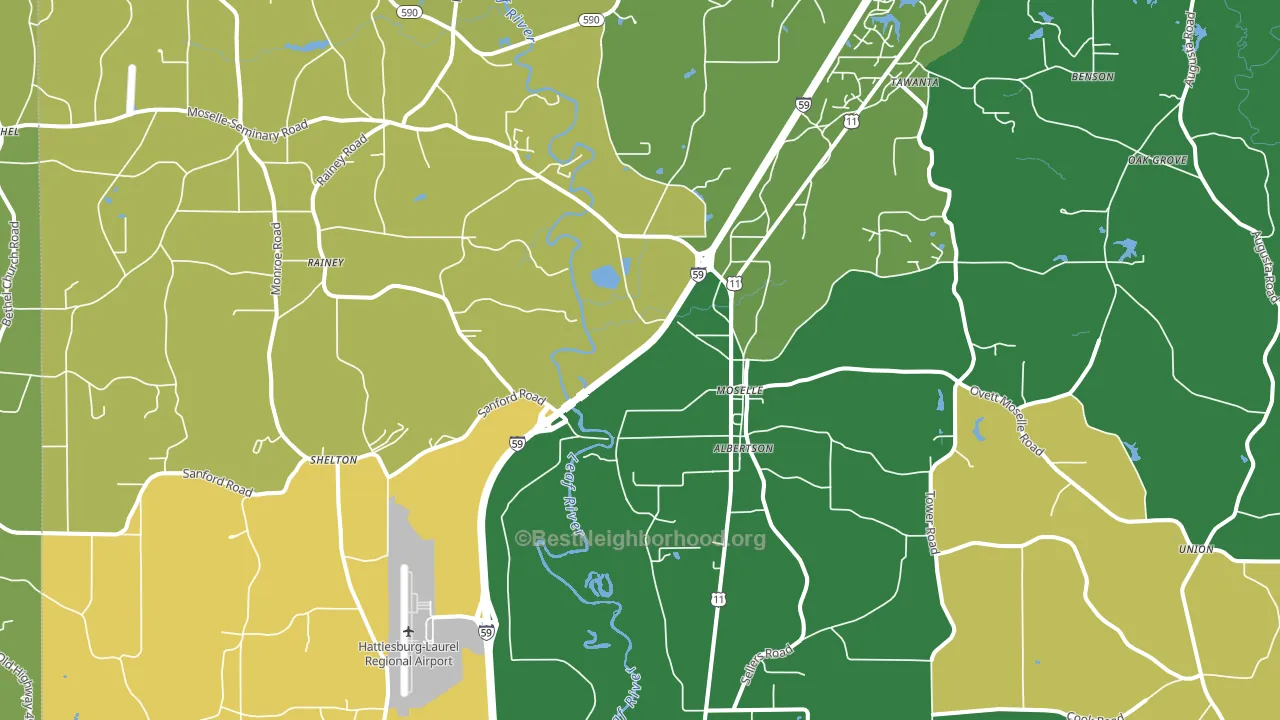 Moselle, MS block-group voter-turnout map