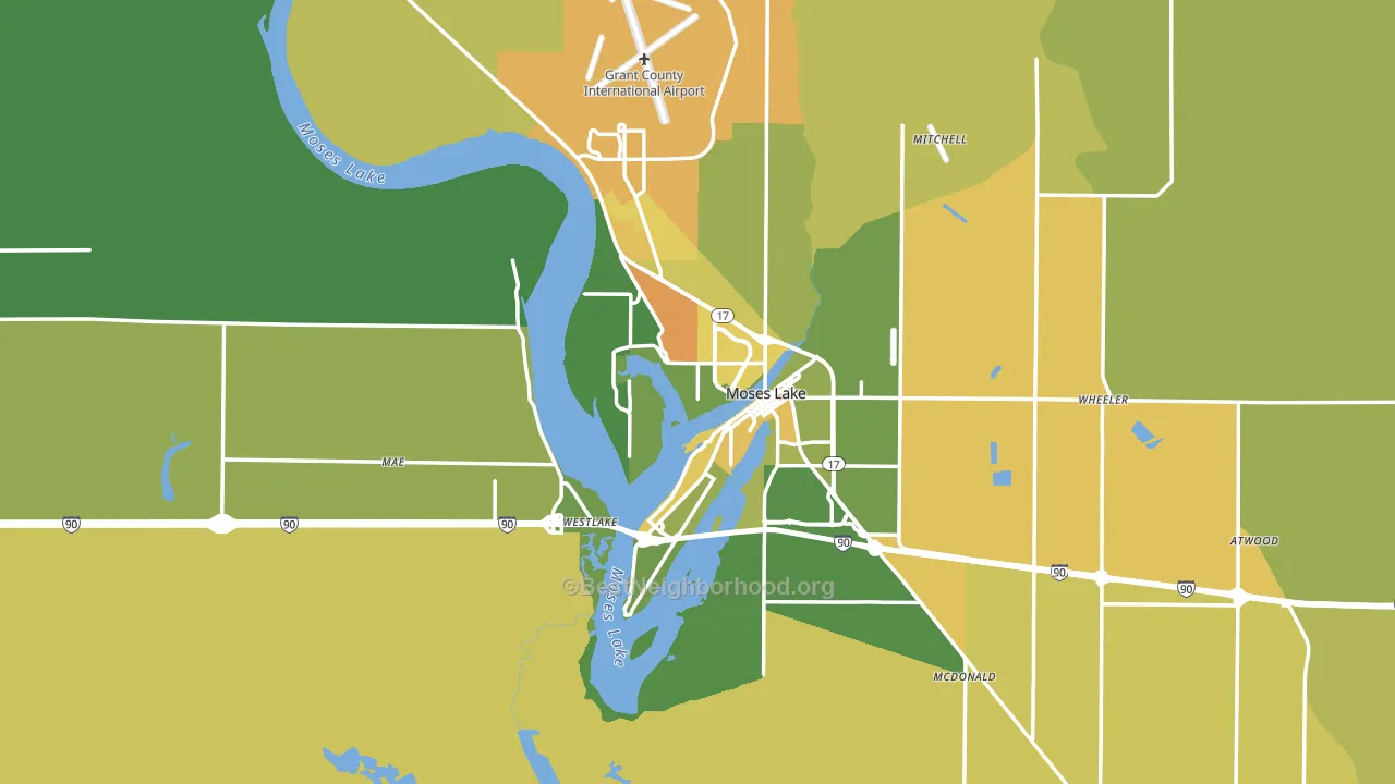 Moses Lake, WA block-group voter-turnout map