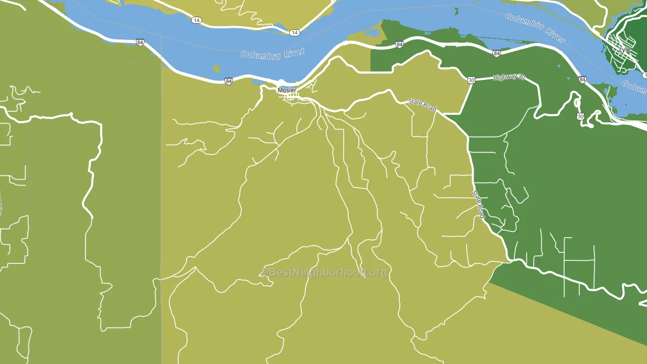 Mosier, OR block-group voter-turnout map