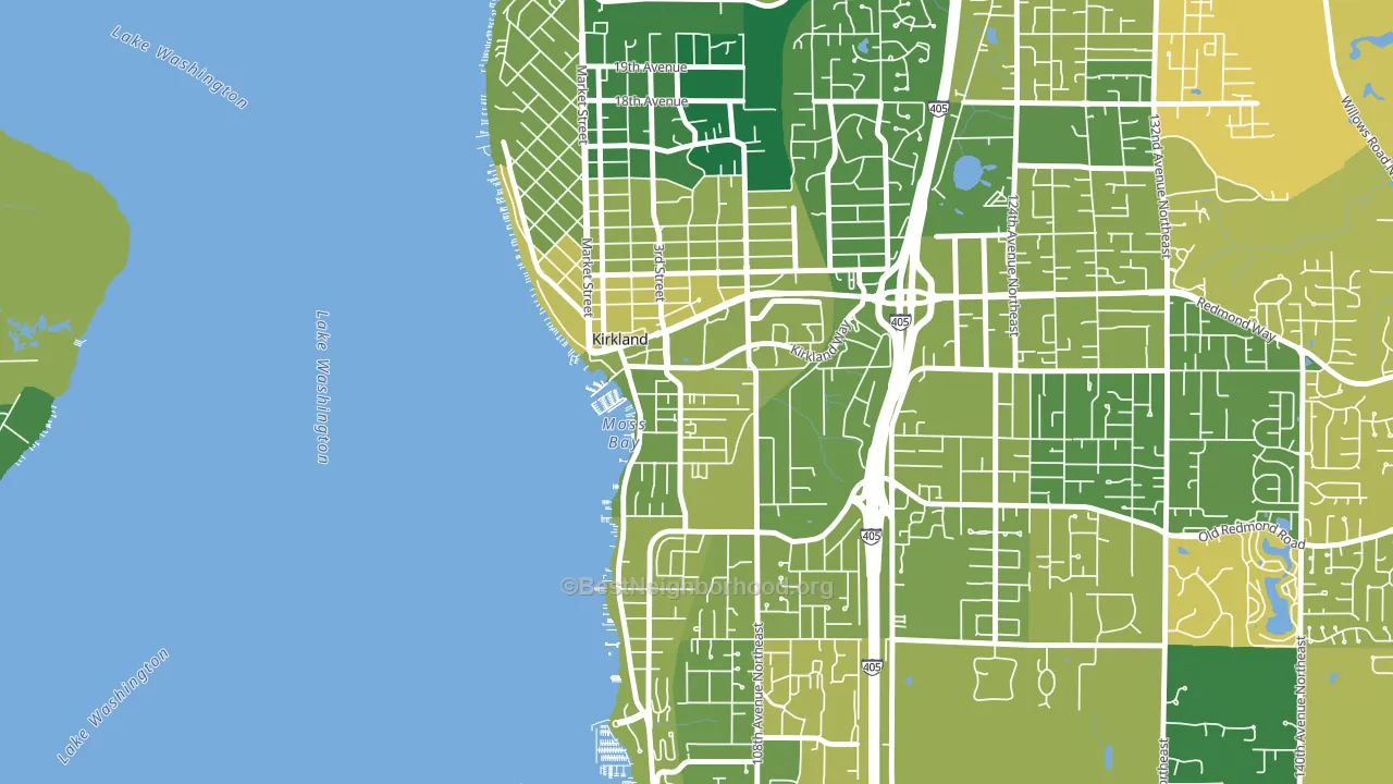 Moss Bay, Kirkland, WA block-group voter-turnout map