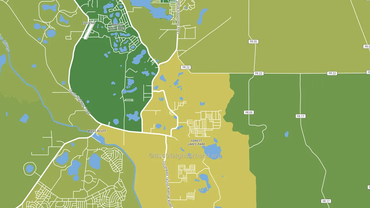 Moss Bluff, FL block-group voter-turnout map