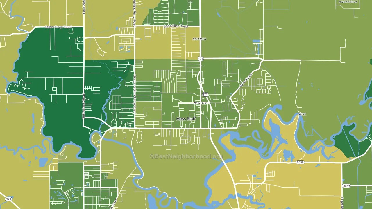 Moss Bluff, LA block-group voter-turnout map