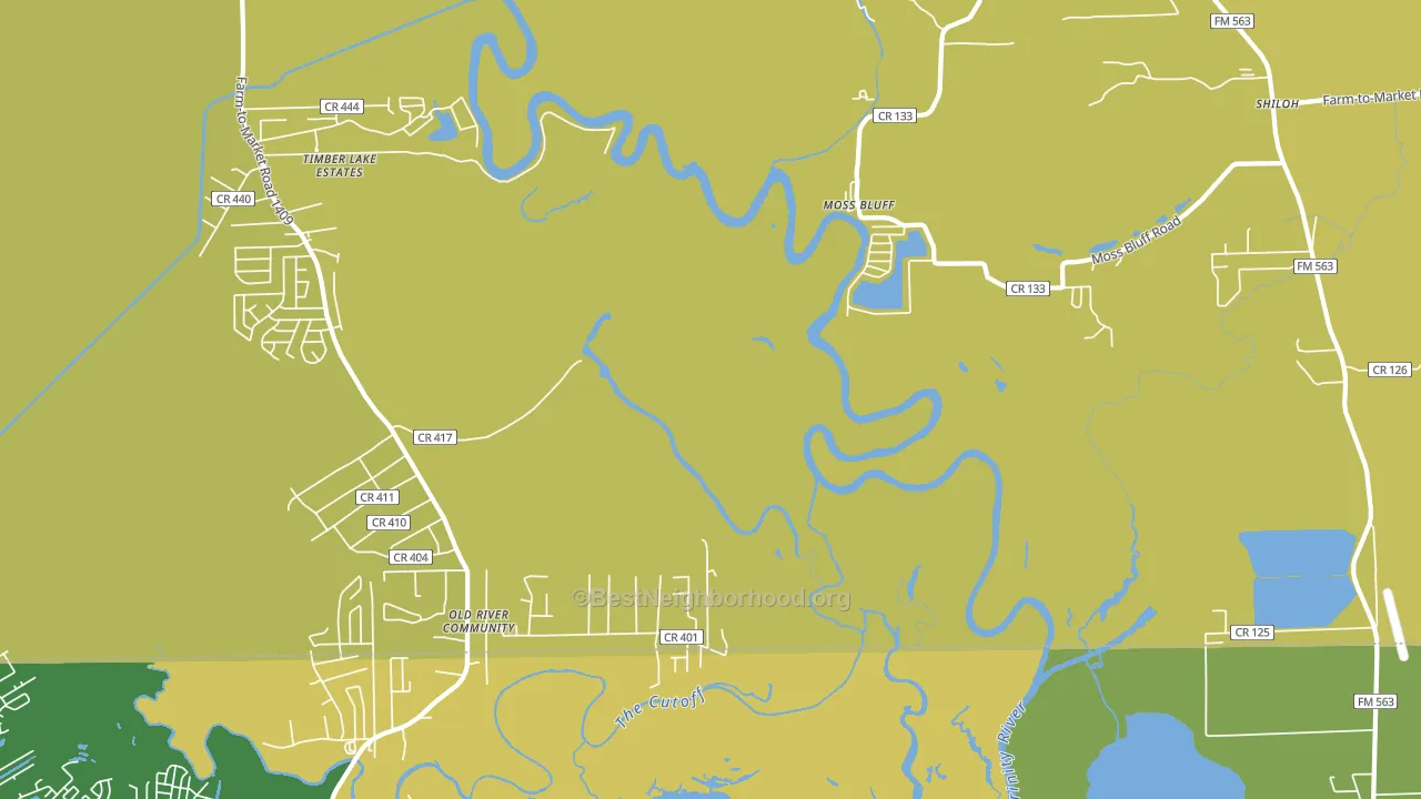 Moss Bluff, TX block-group voter-turnout map