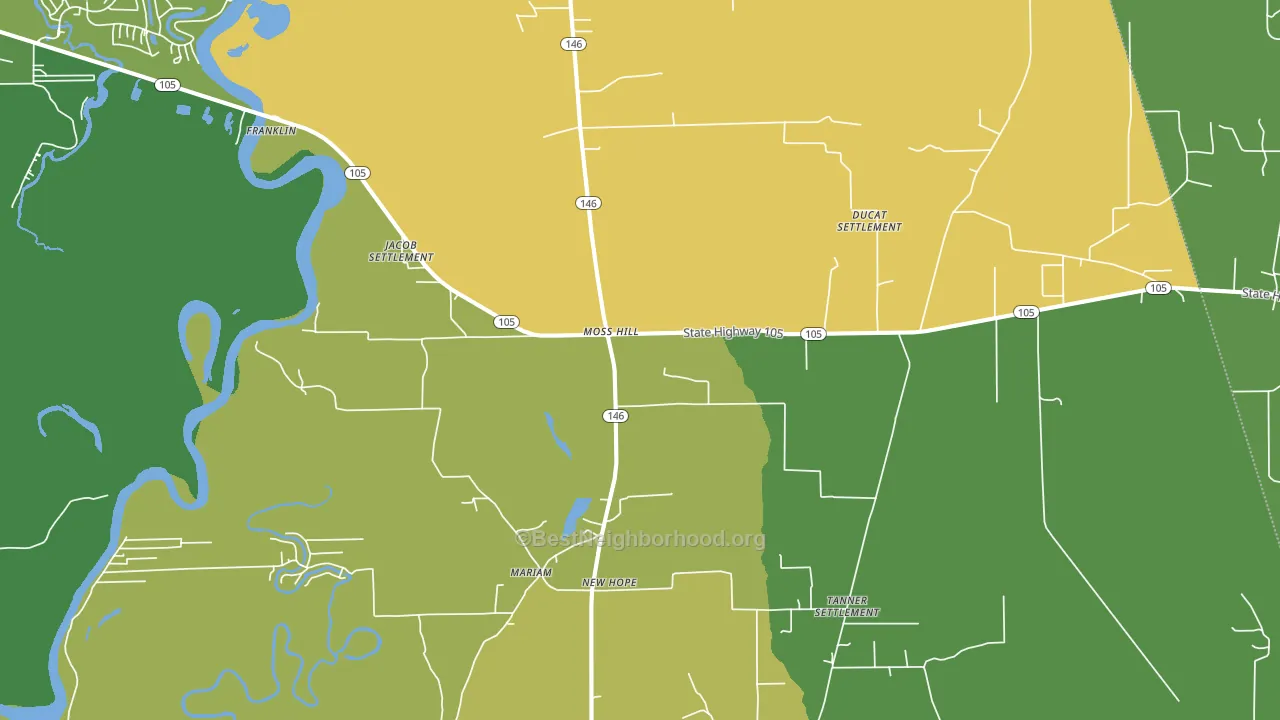 Moss Hill, TX block-group voter-turnout map