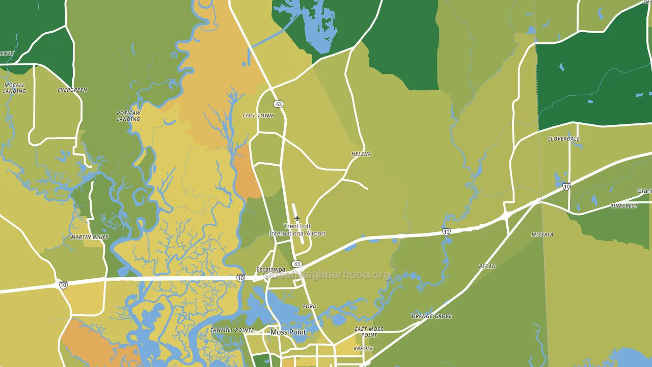 Moss Point, MS block-group voter-turnout map