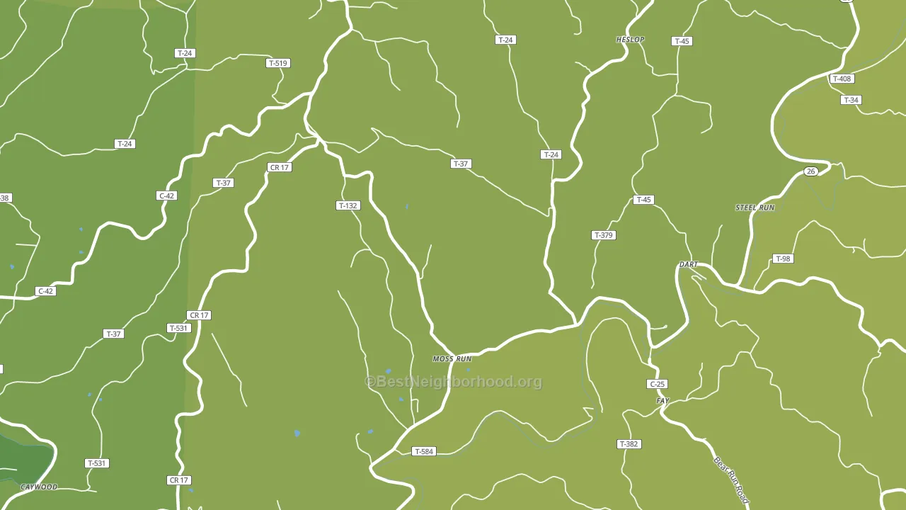 Moss Run, OH block-group voter-turnout map