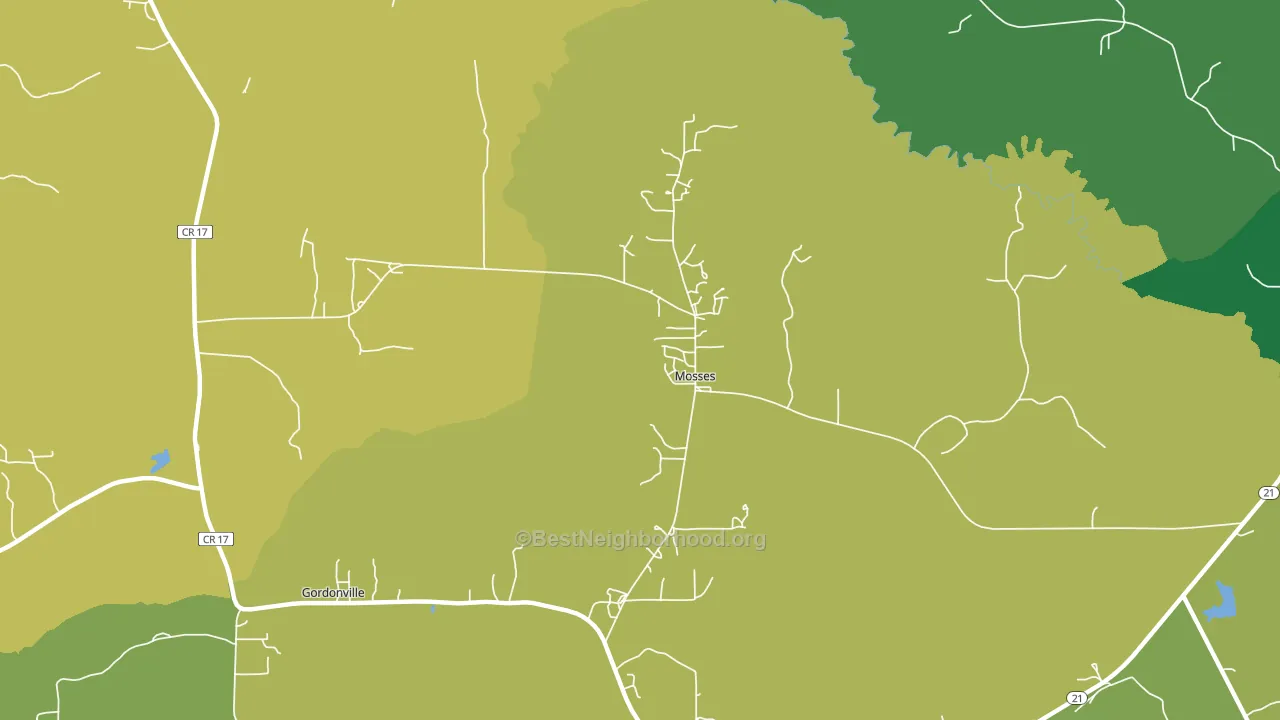Mosses, AL block-group voter-turnout map
