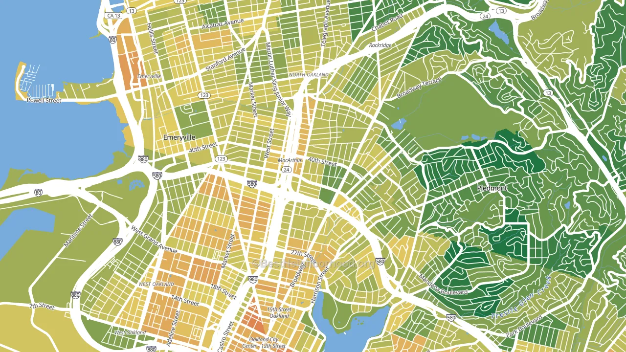 Mosswood, Oakland, CA block-group voter-turnout map