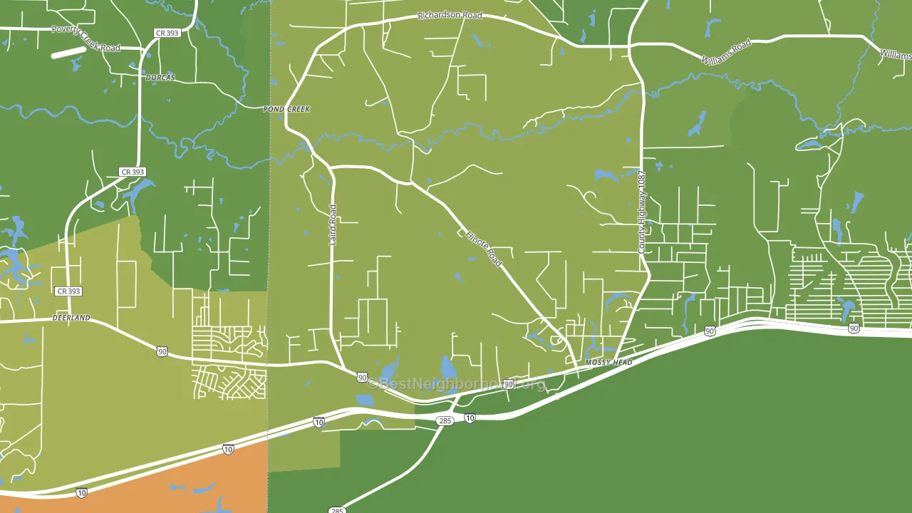 Mossy Head, FL block-group voter-turnout map