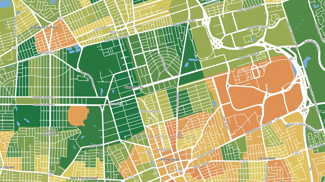 Mott Section, Garden City, NY block-group voter-turnout map