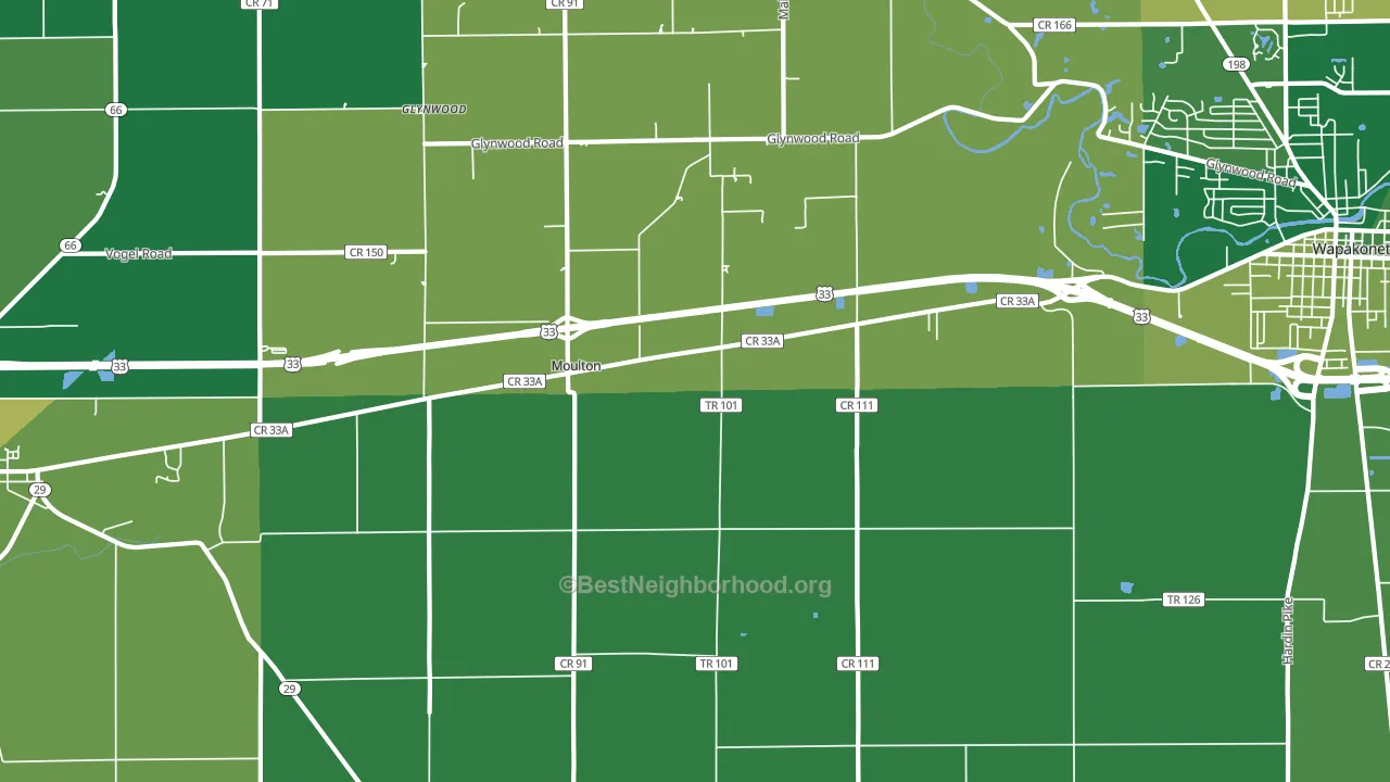 Moulton, OH block-group voter-turnout map