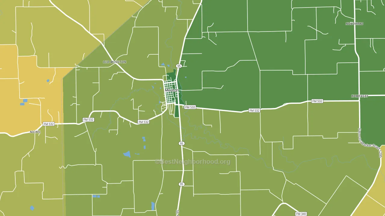 Moulton, TX block-group voter-turnout map
