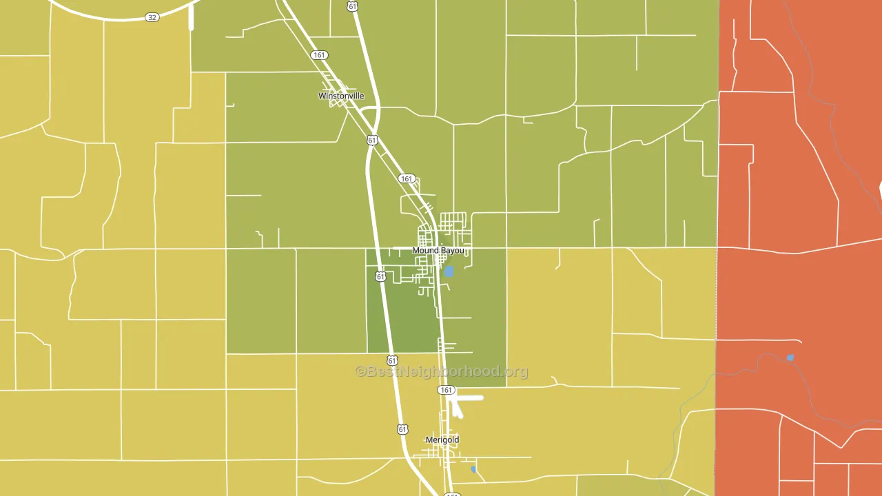 Mound Bayou, MS block-group voter-turnout map