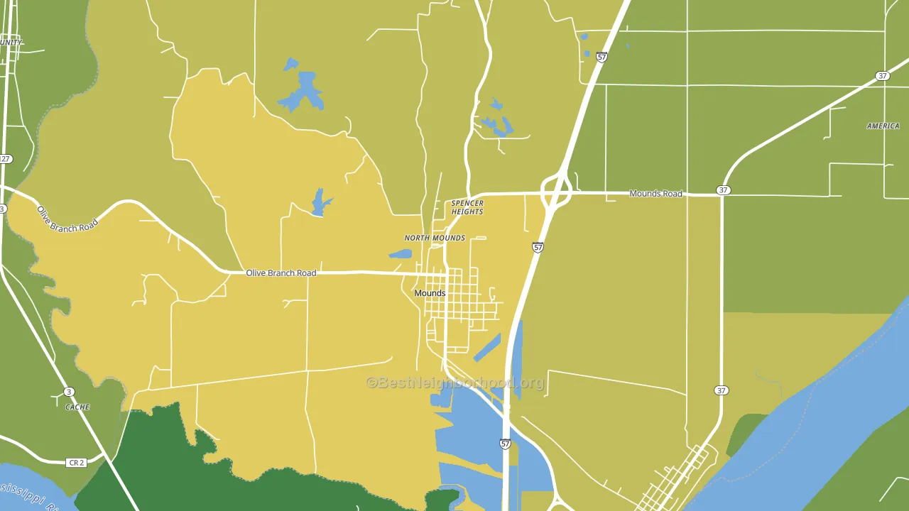 Mounds, IL block-group voter-turnout map