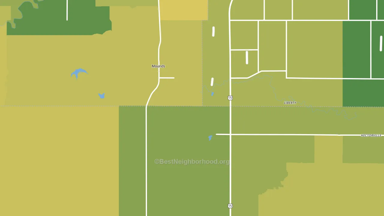 Mounds, OK block-group voter-turnout map