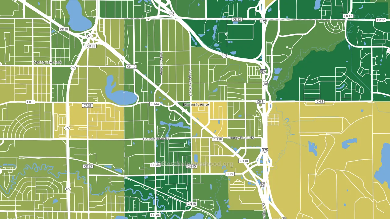 Mounds View, MN block-group voter-turnout map