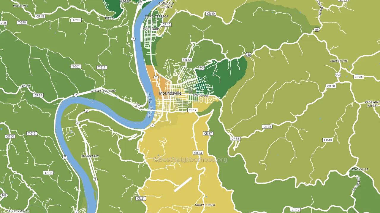 Moundsville, WV block-group voter-turnout map