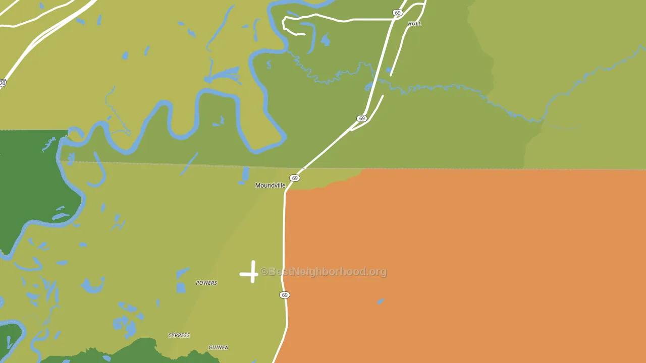 Moundville, AL block-group voter-turnout map