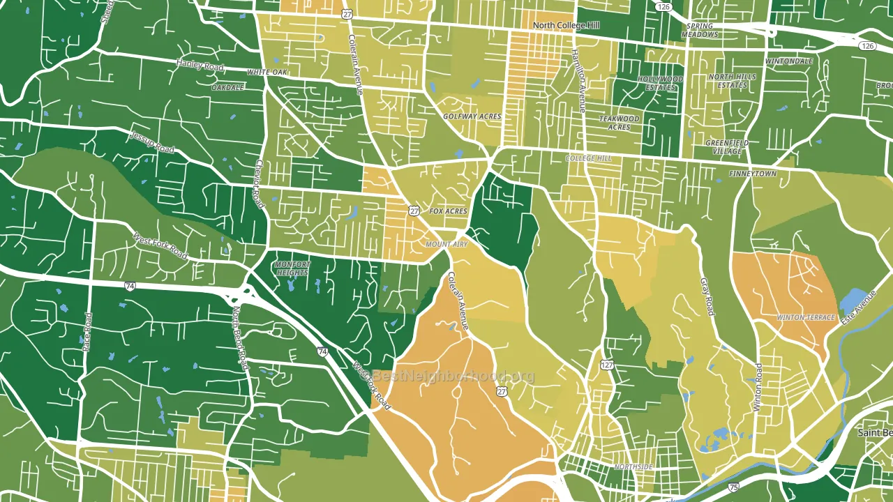 Mount Airy, Cincinnati, OH block-group voter-turnout map
