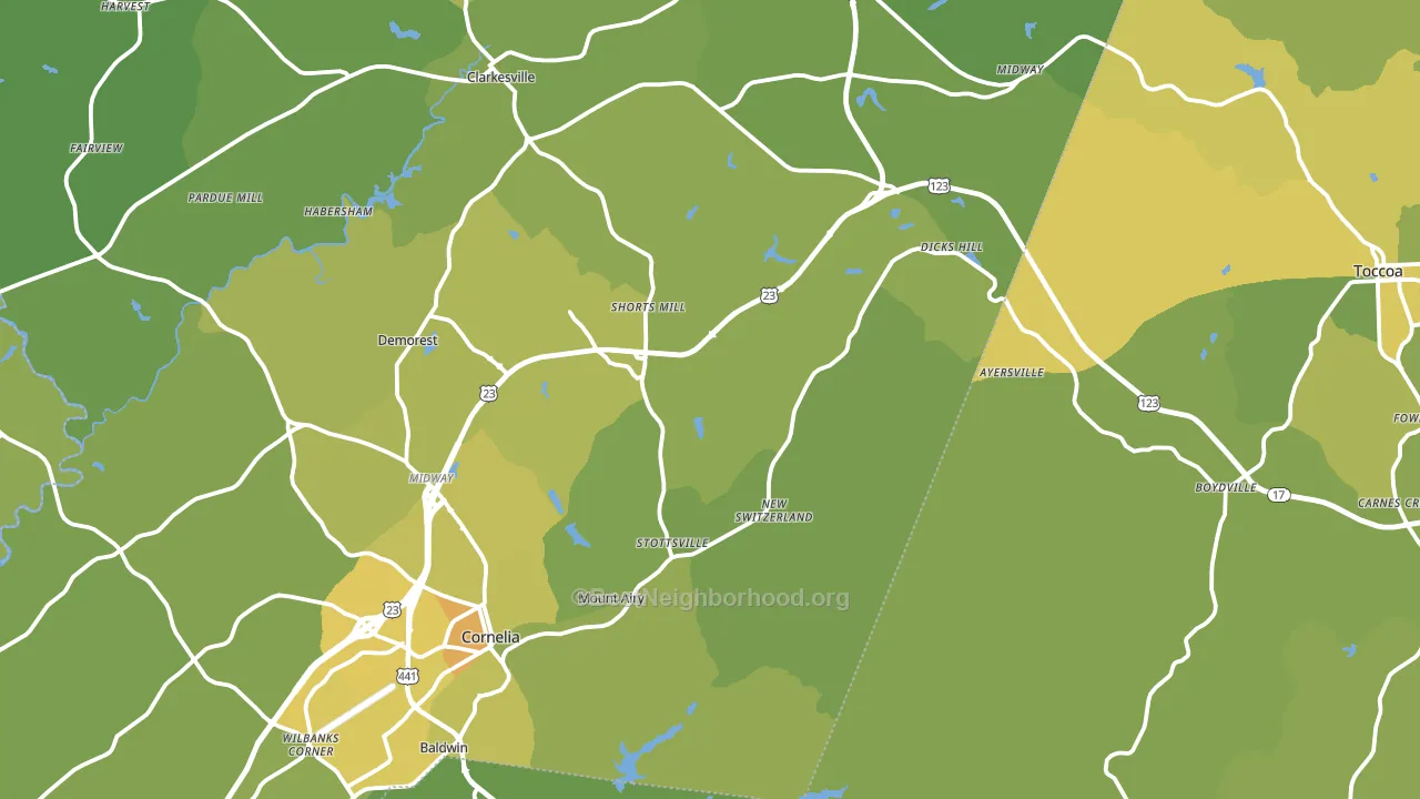 Mount Airy, GA block-group voter-turnout map