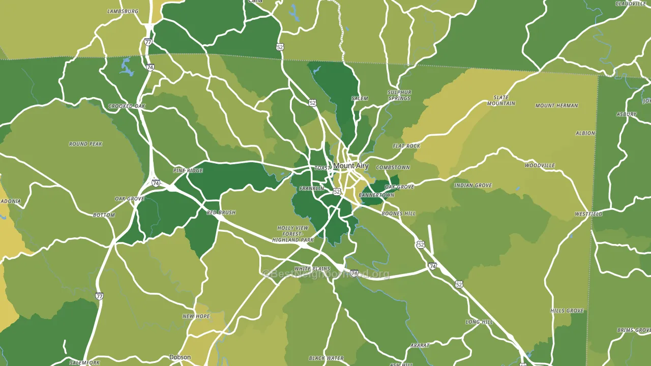 Mount Airy, NC block-group voter-turnout map