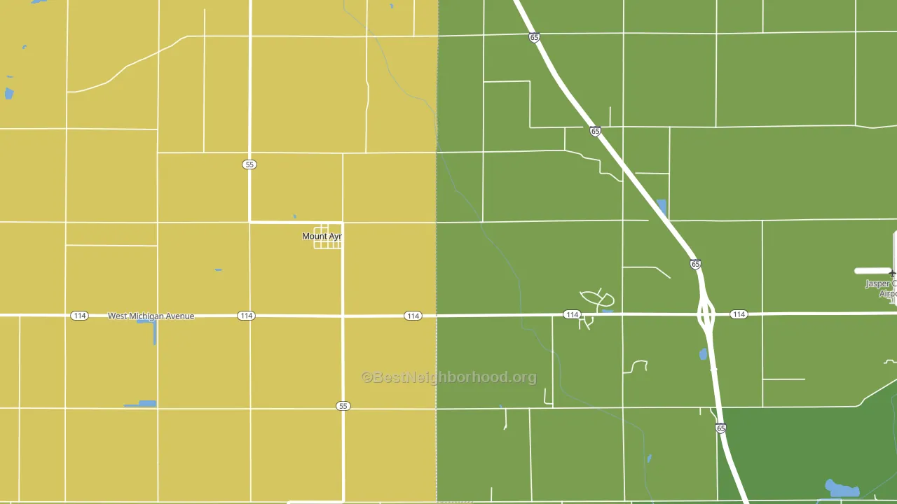 Mount Ayr, IN block-group voter-turnout map