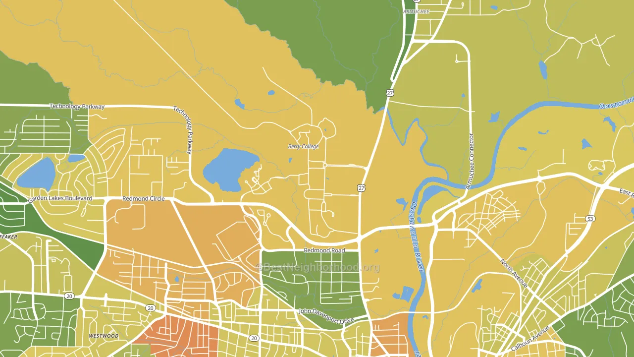 Mount Berry, GA block-group voter-turnout map