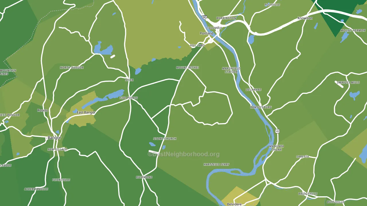 Mount Bethel, PA block-group voter-turnout map