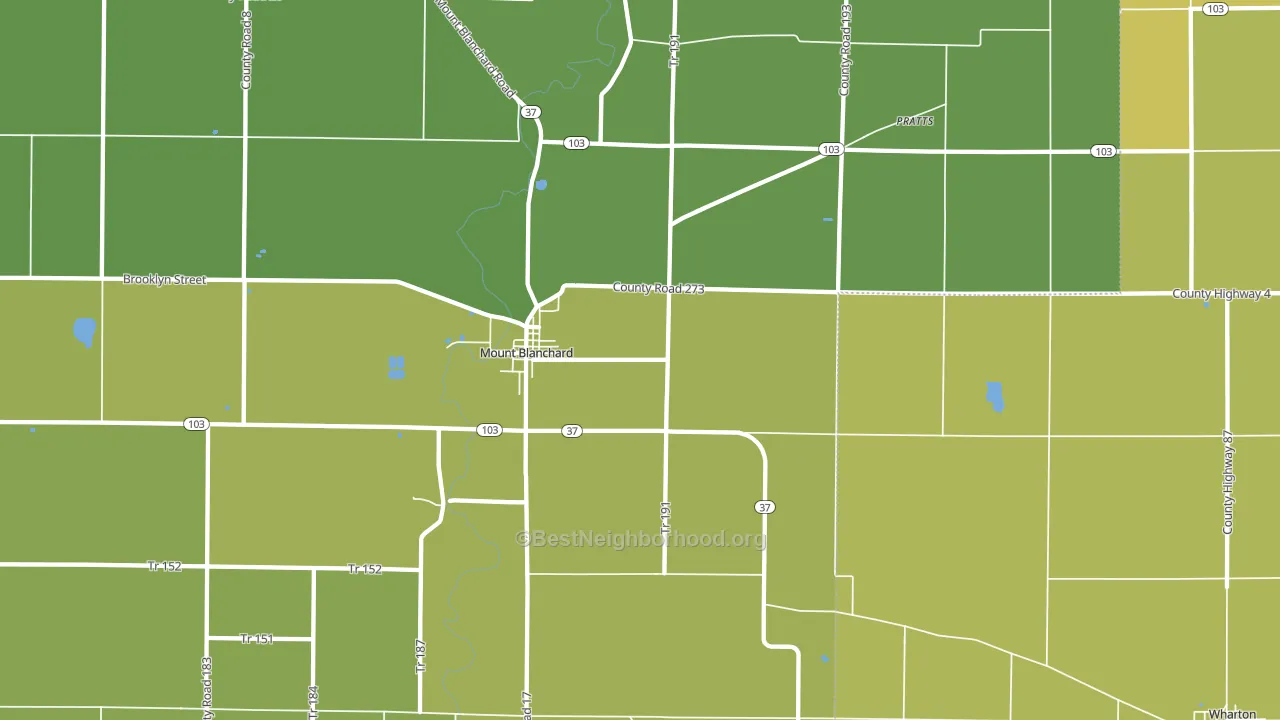 Mount Blanchard, OH block-group voter-turnout map