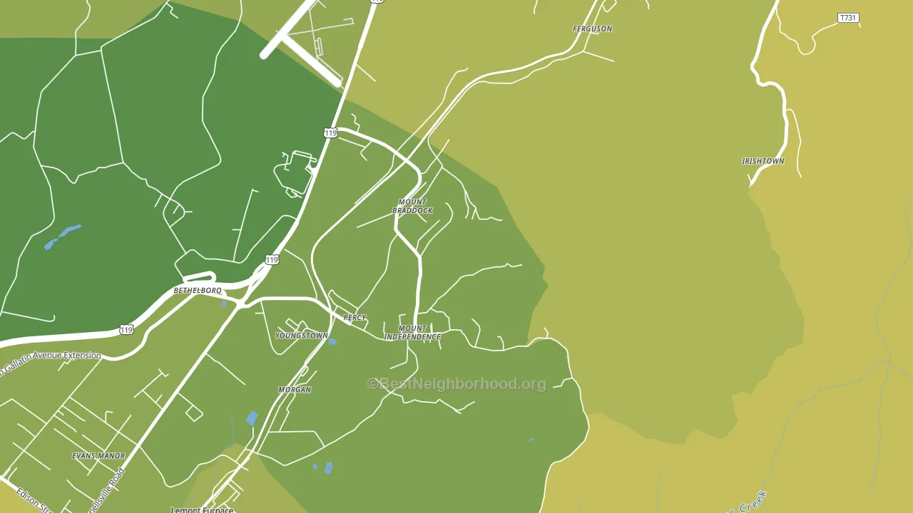 Mount Braddock, PA block-group voter-turnout map