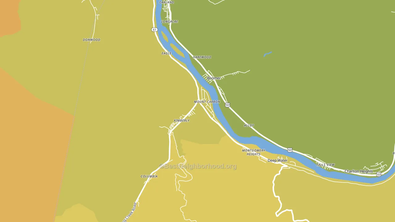Mount Carbon, WV block-group voter-turnout map