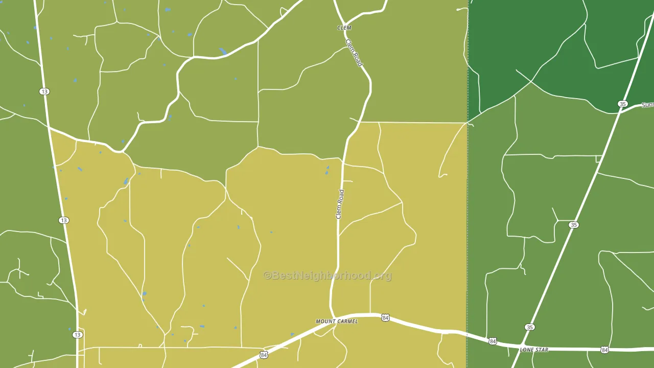 Mount Carmel, MS block-group voter-turnout map