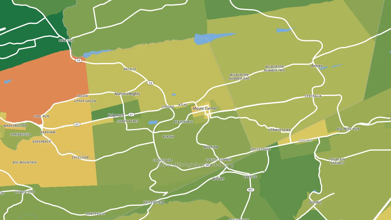 Mount Carmel, PA block-group voter-turnout map