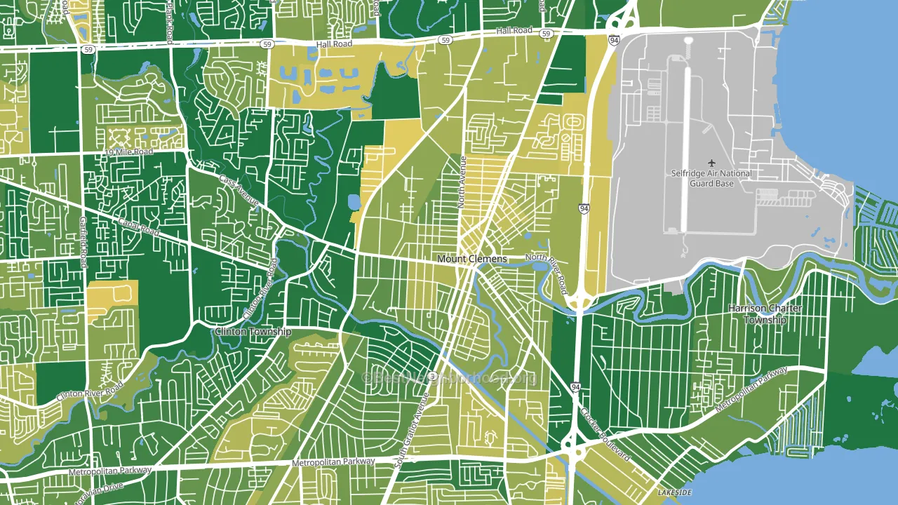 Mount Clemens, MI block-group voter-turnout map