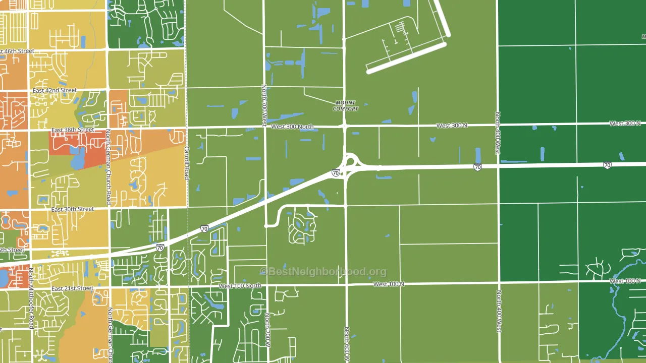 Mount Comfort, IN block-group voter-turnout map