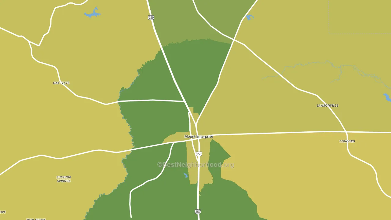Mount Enterprise, TX block-group voter-turnout map
