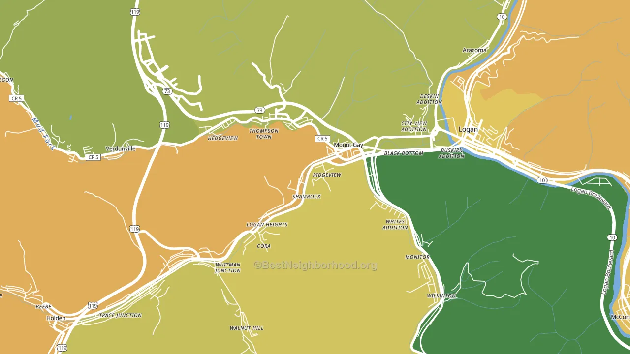 Mount Gay-Shamrock, WV block-group voter-turnout map