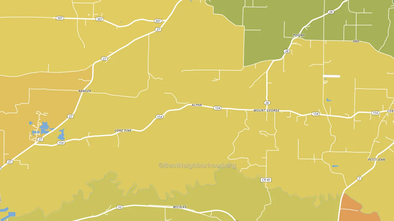Mount George, AR block-group voter-turnout map