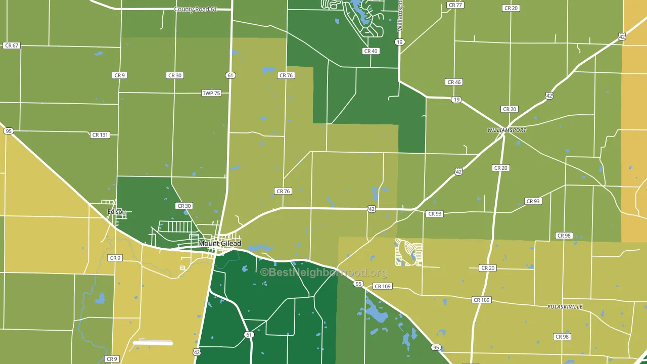 Mount Gilead, OH block-group voter-turnout map