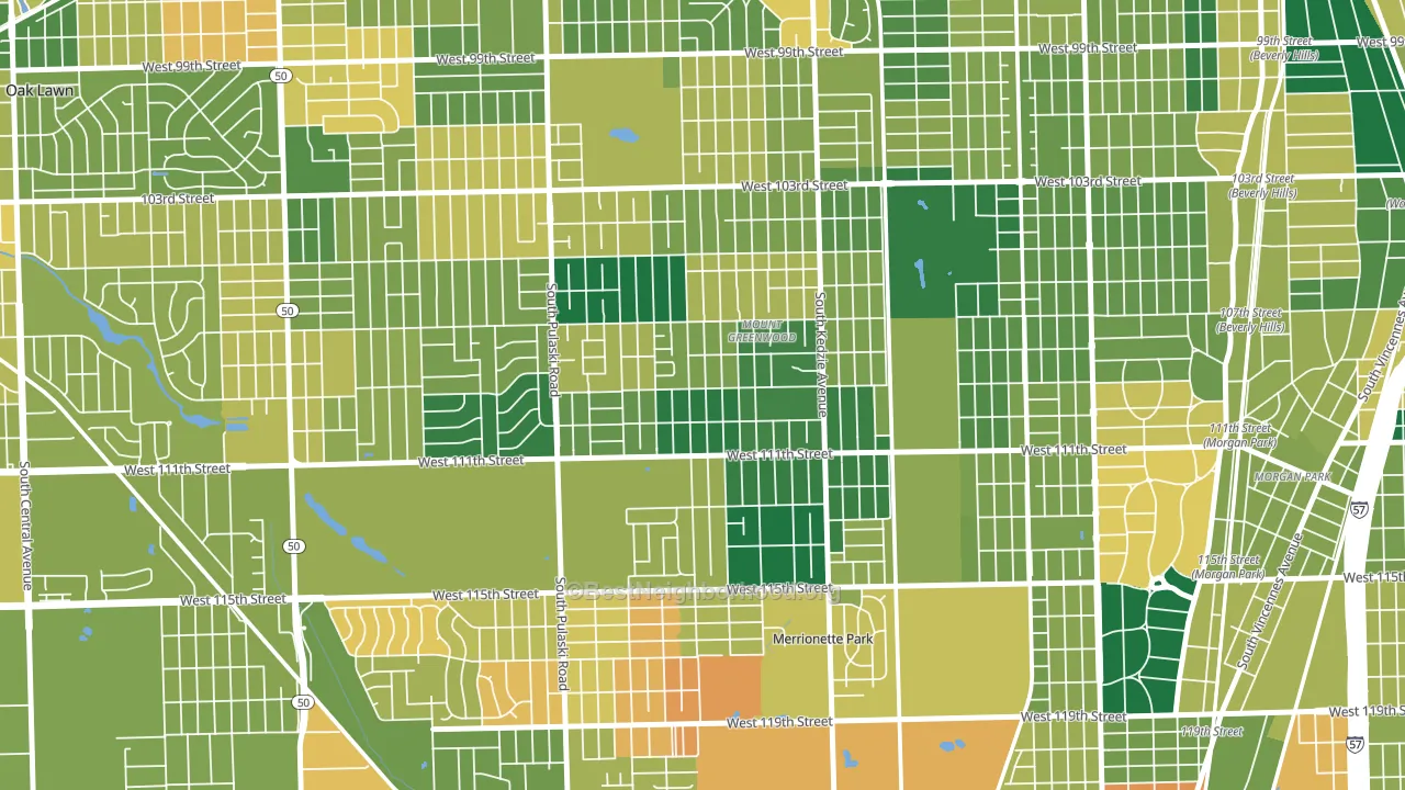 Mount Greenwood, Chicago, IL block-group voter-turnout map