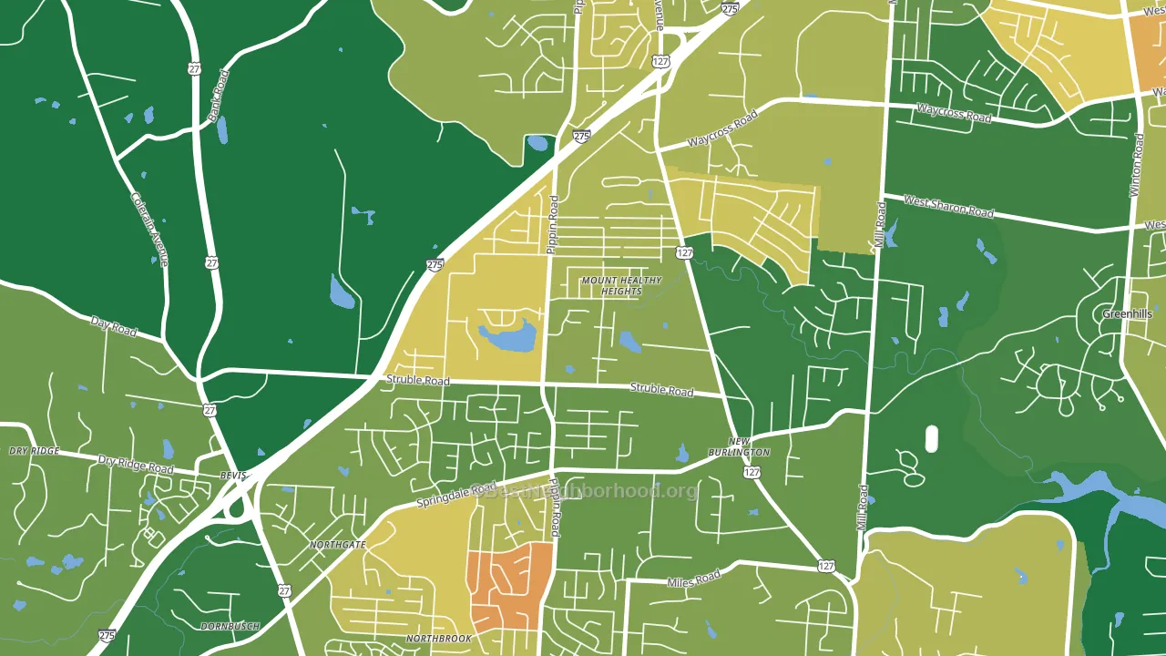 Mount Healthy Heights, Cincinnati, OH block-group voter-turnout map
