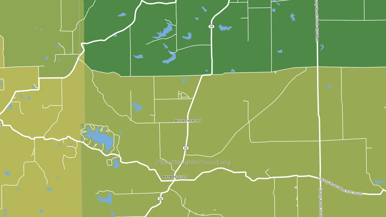 Mount Healthy, IN block-group voter-turnout map