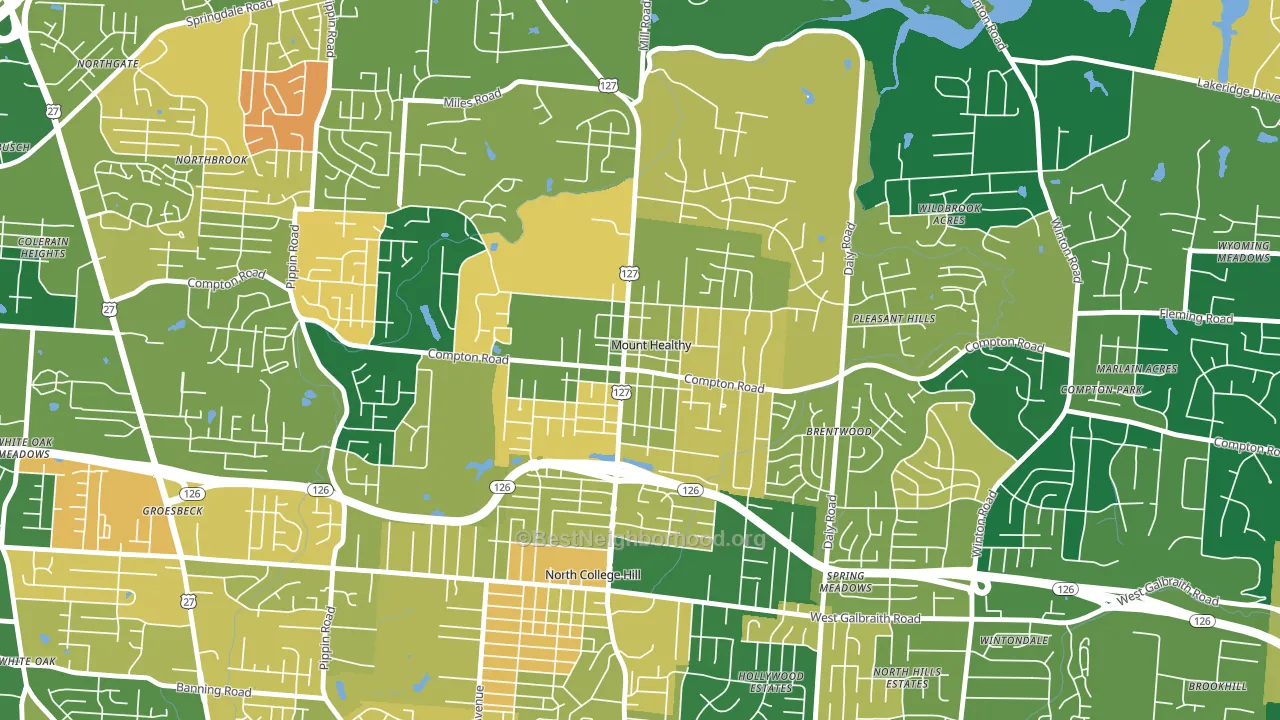 Mount Healthy, OH block-group voter-turnout map