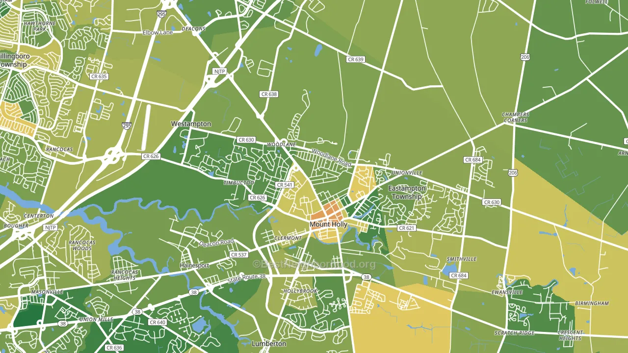 Mount Holly, NJ block-group voter-turnout map