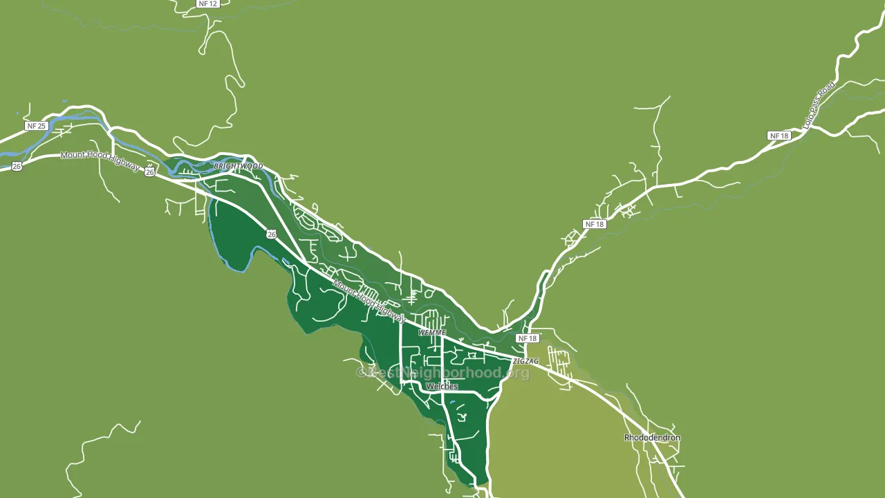 Mount Hood Village, OR block-group voter-turnout map